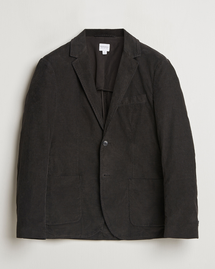 Uomini | Blazers | Sunspel | Relaxed Corduroy Blazer Coffee