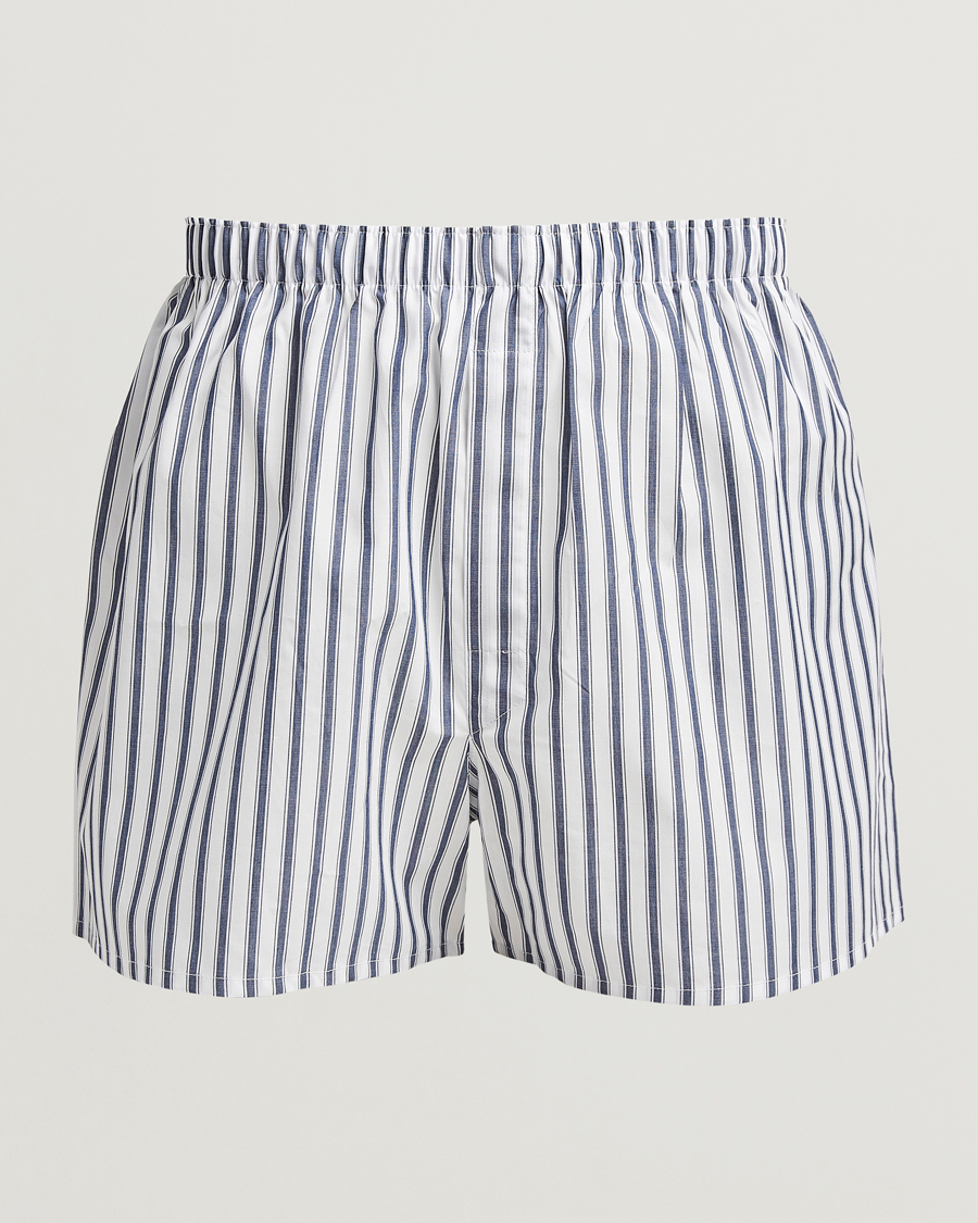 Uomini | Biancheria intima | Sunspel | Cotton Stripe Boxer Broken Bar Stripe
