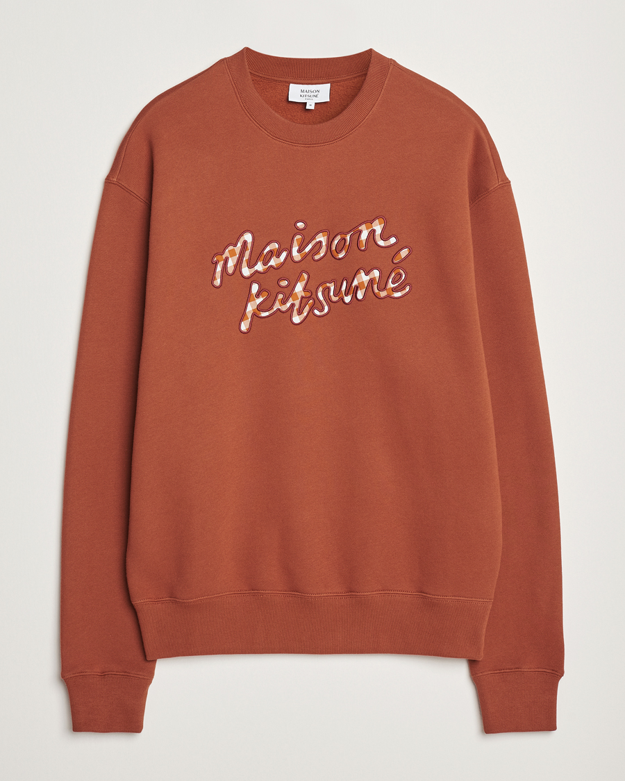 Uomini | Maglieria | Maison Kitsuné | Gingham Handwriting Sweatshirt Pecan