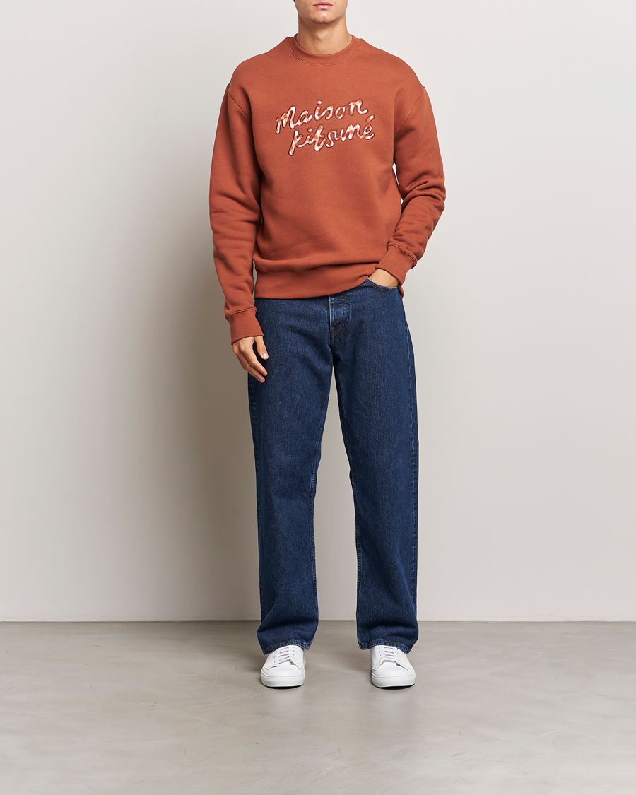 Uomini | Maglieria | Maison Kitsuné | Gingham Handwriting Sweatshirt Pecan