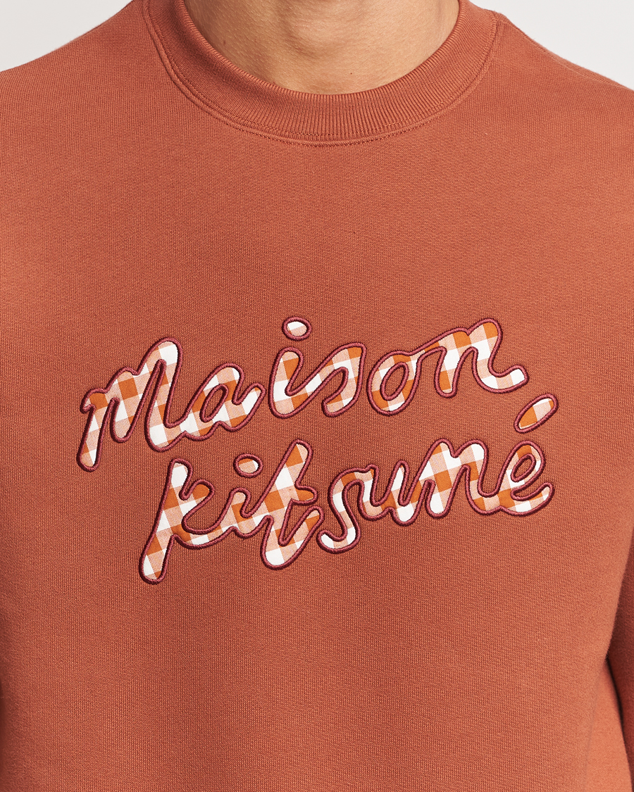 Uomini | Maglieria | Maison Kitsuné | Gingham Handwriting Sweatshirt Pecan