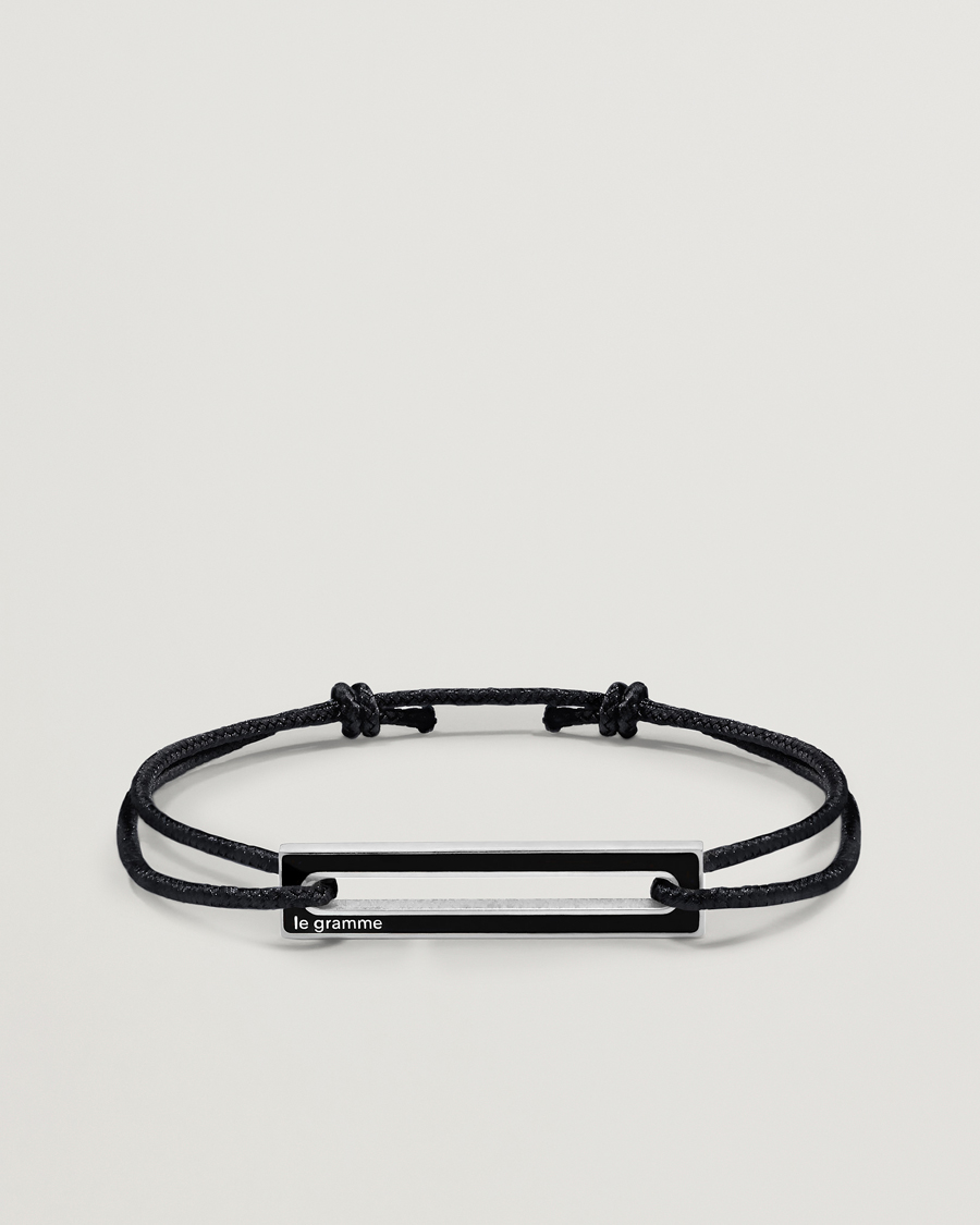 Uomini | Gioielli | LE GRAMME | Lacquered Cord Bracelet Black