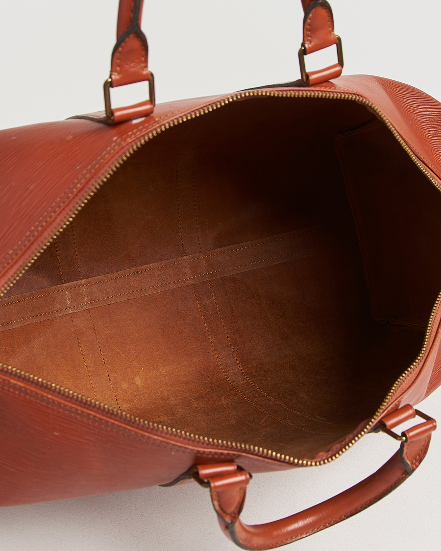 Uomini | Louis Vuitton Pre-Owned Keepall 50 Epi Leather Travel Bag Brown | Louis Vuitton Pre-Owned | Keepall 50 Epi Leather Travel Bag Brown