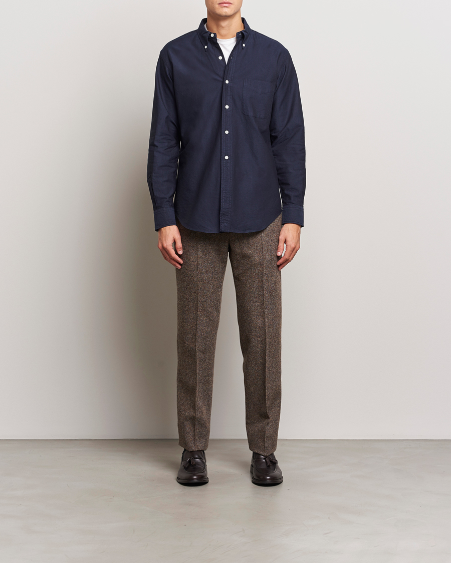 Uomini | Camicie | Kamakura Shirts | Vintage Ivy Oxford Button Down Shirt Navy