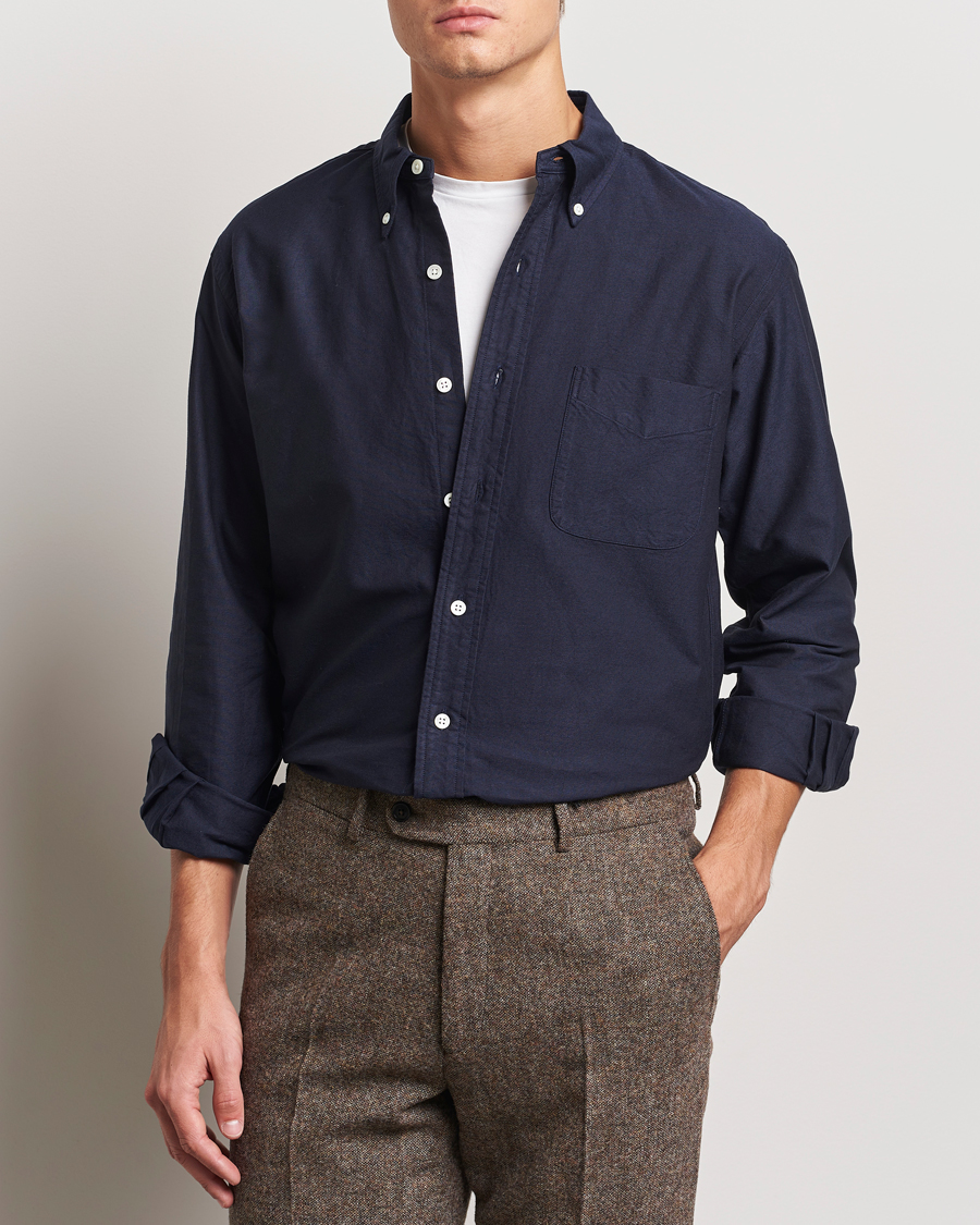 Uomini | Camicie | Kamakura Shirts | Vintage Ivy Oxford Button Down Shirt Navy