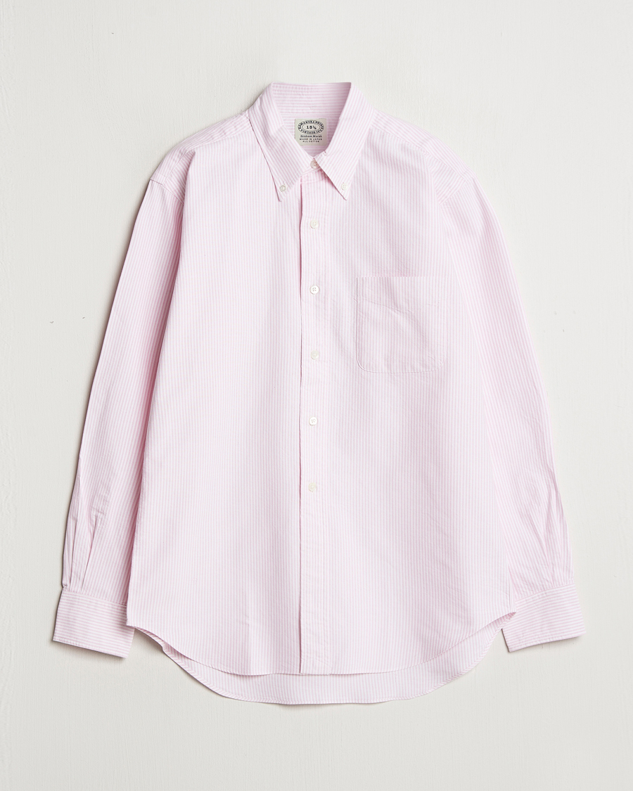 Uomini | Camicie | Kamakura Shirts | Vintage Ivy Oxford Button Down Shirt Pink Stripe
