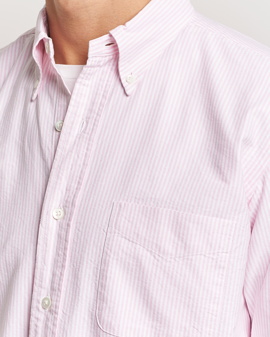 Uomini | Camicie | Kamakura Shirts | Vintage Ivy Oxford Button Down Shirt Pink Stripe