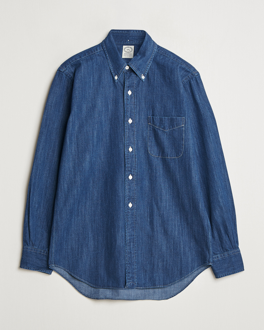 Uomini | Camicie | Kamakura Shirts | Vintage Ivy Denim Button Down Shirt Dark Blue