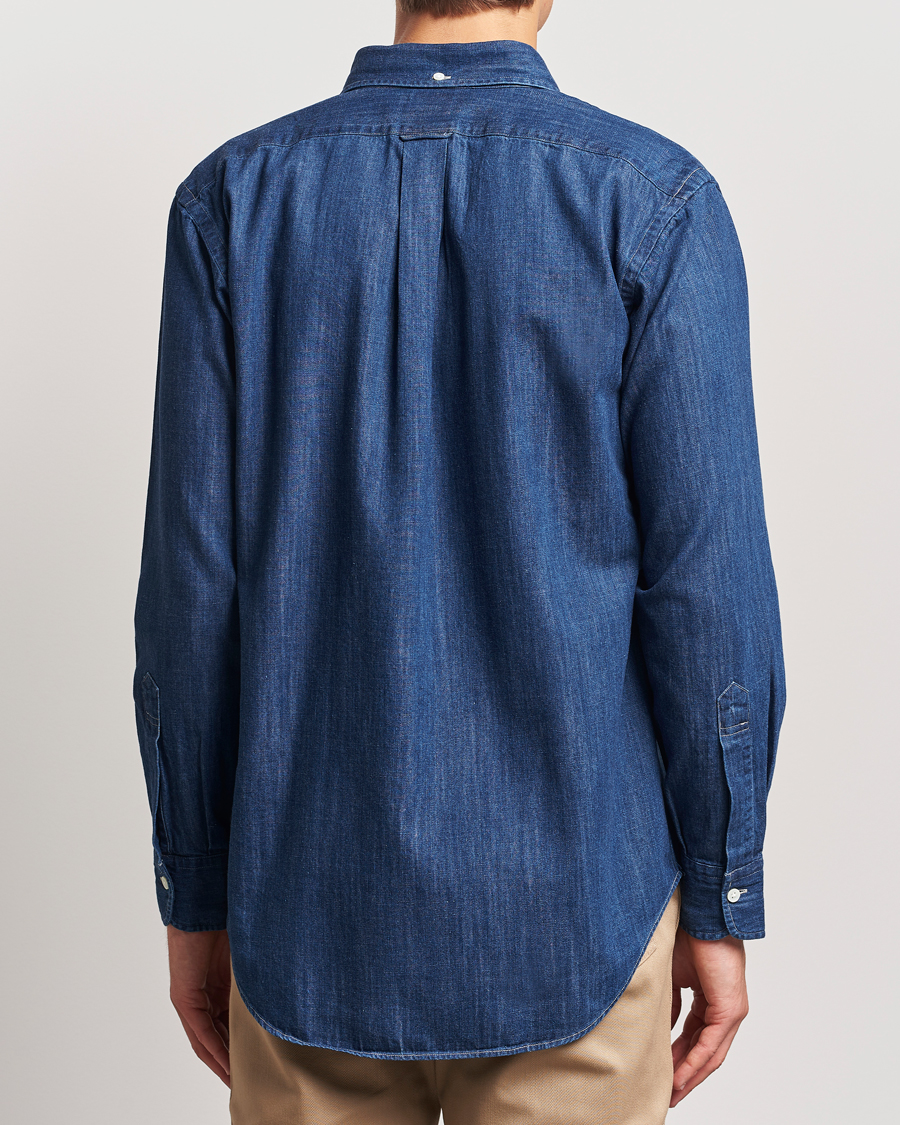 Uomini | Camicie | Kamakura Shirts | Vintage Ivy Denim Button Down Shirt Dark Blue