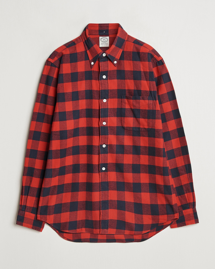 Uomini | Camicie | Kamakura Shirts | Vintage Ivy Buffalo Check Flannel Shirt Red