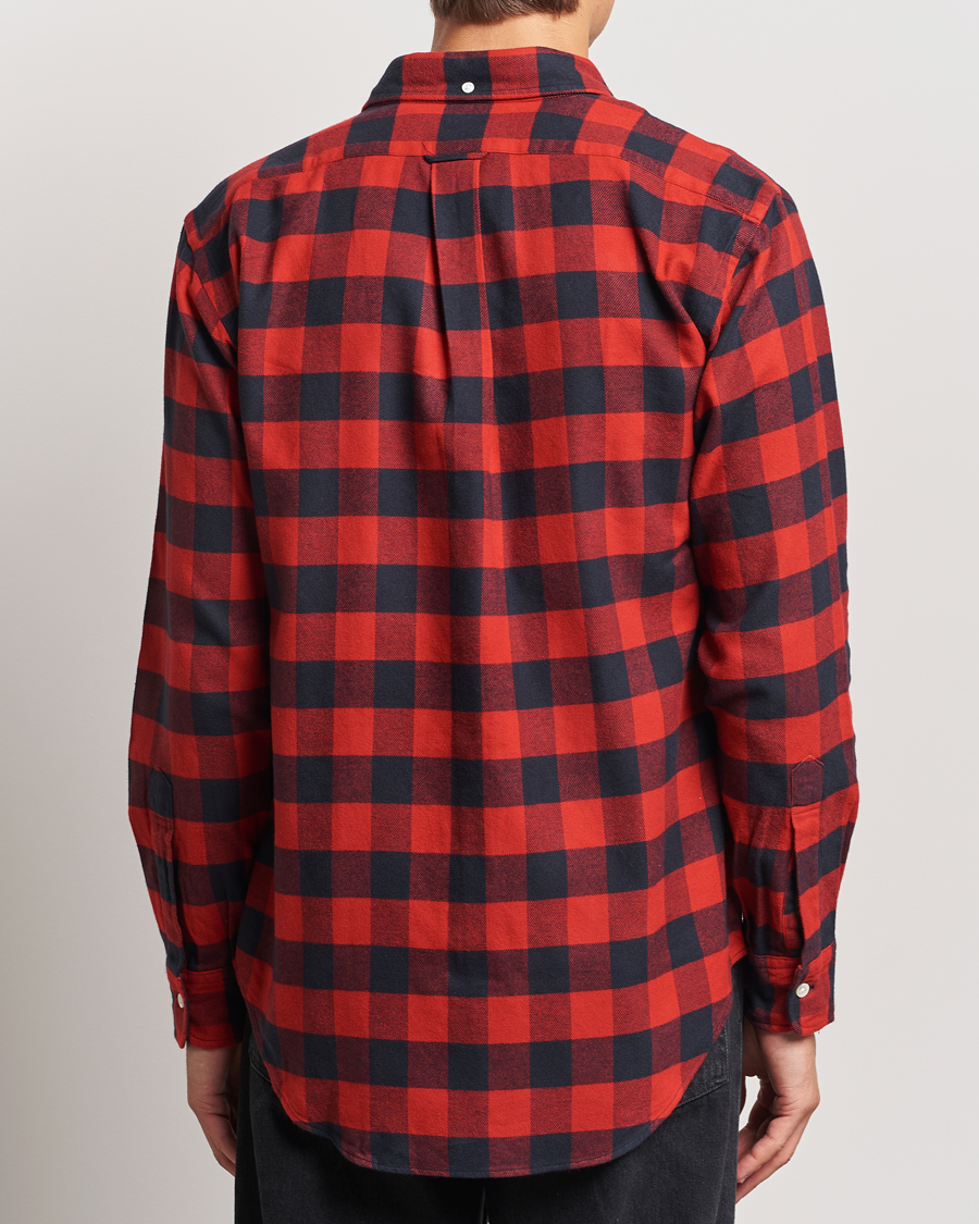 Uomini | Camicie | Kamakura Shirts | Vintage Ivy Buffalo Check Flannel Shirt Red