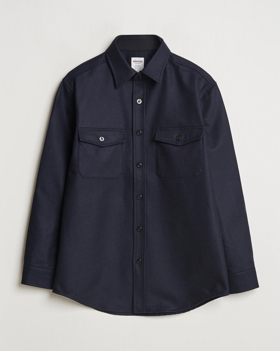 Uomini | Camicie | Kamakura Shirts | Wool Flannel CPO Shirt Navy