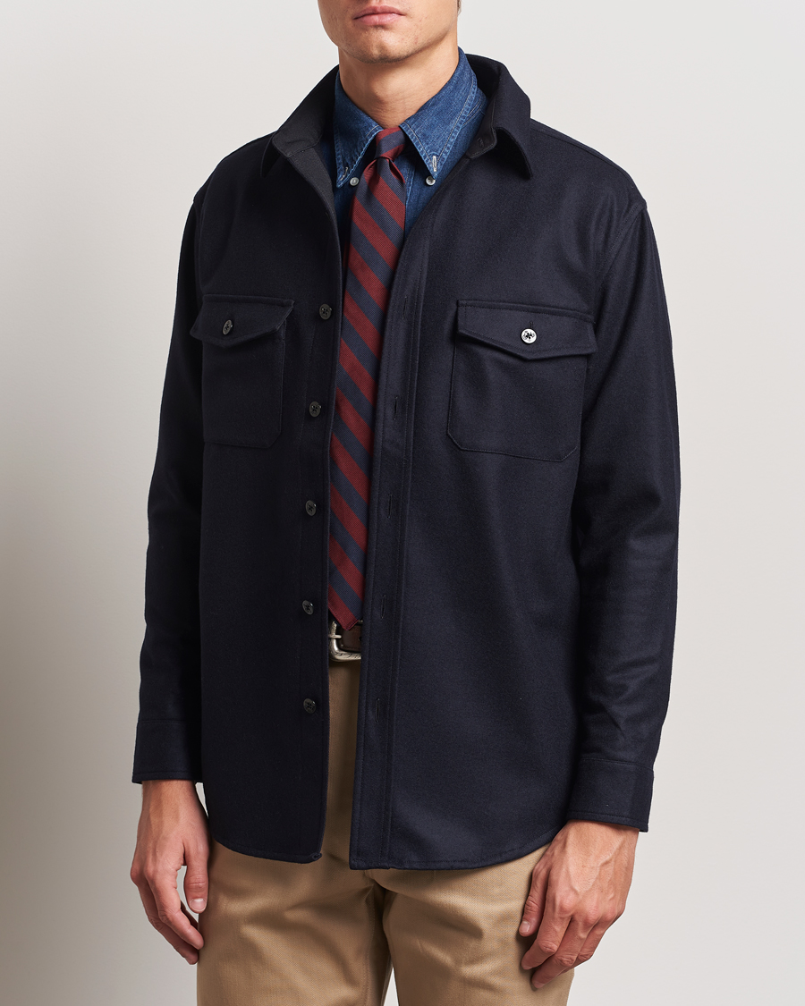 Uomini | Camicie | Kamakura Shirts | Wool Flannel CPO Shirt Navy