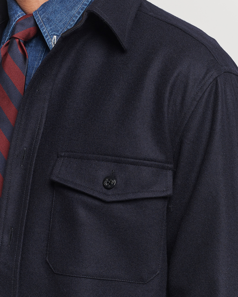 Uomini | Camicie | Kamakura Shirts | Wool Flannel CPO Shirt Navy
