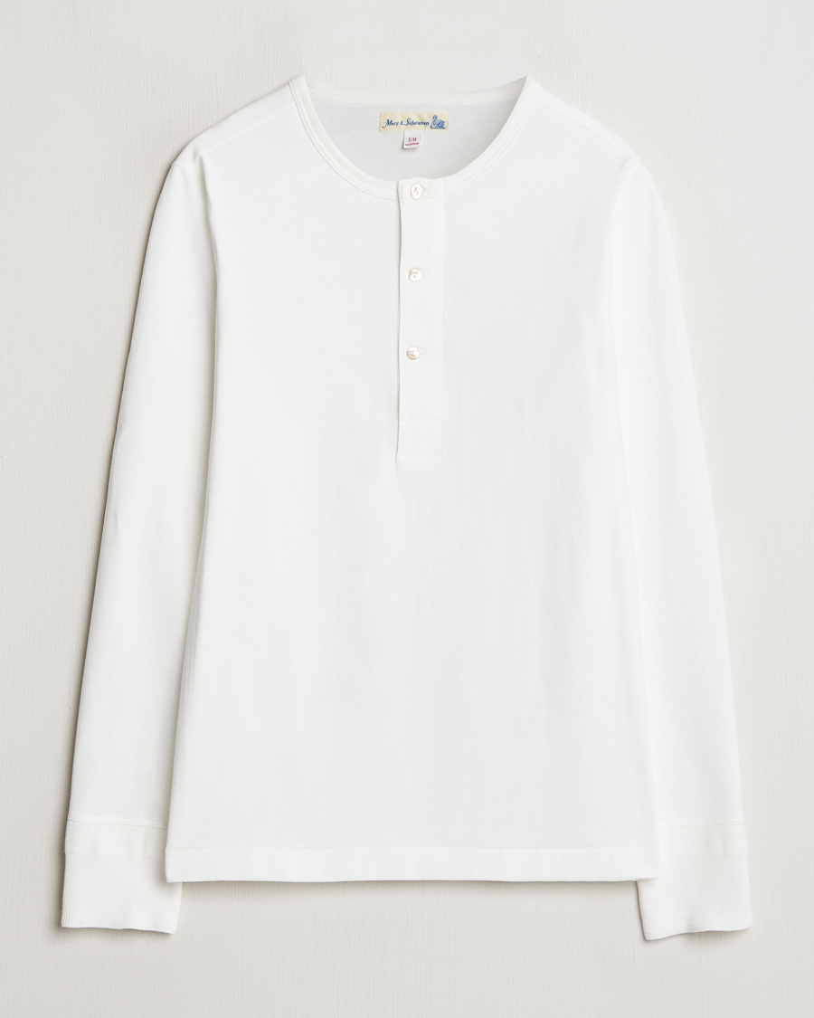 Uomini | Maglieria | Merz b. Schwanen | Classic Organic Cotton Henley Sweater White