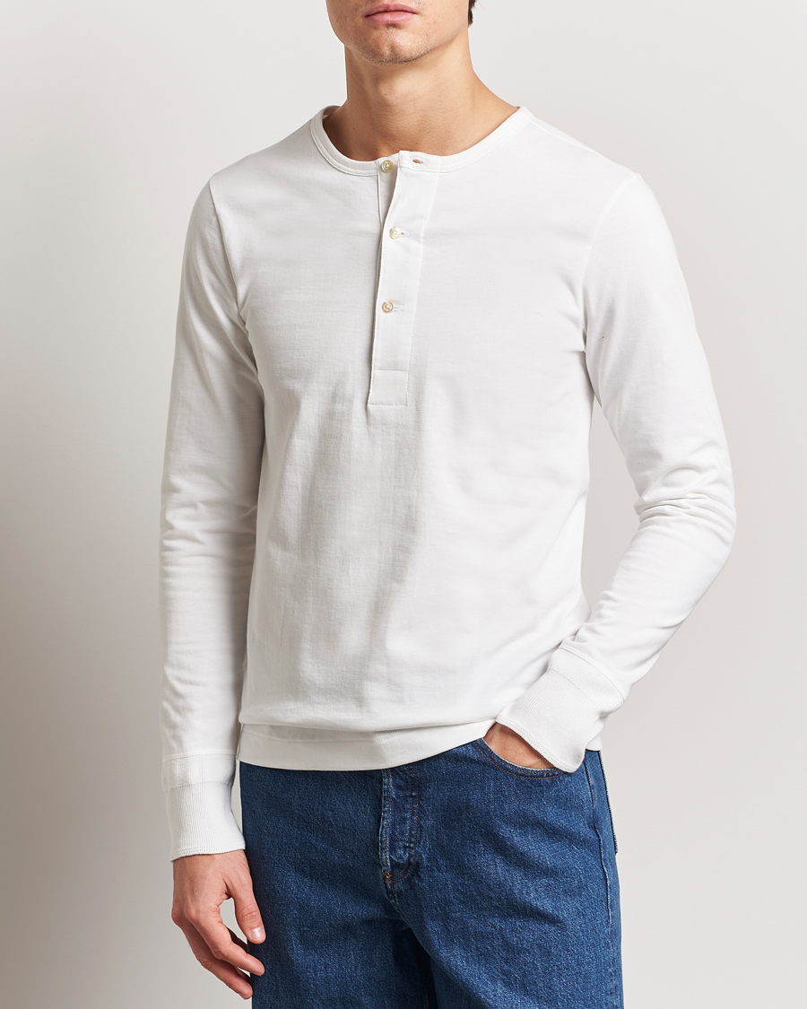 Uomini | Maglieria | Merz b. Schwanen | Classic Organic Cotton Henley Sweater White