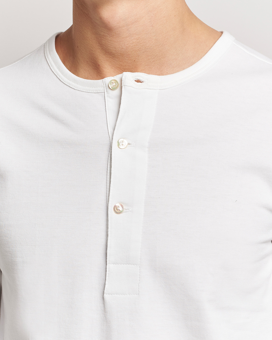 Uomini | Maglieria | Merz b. Schwanen | Classic Organic Cotton Henley Sweater White
