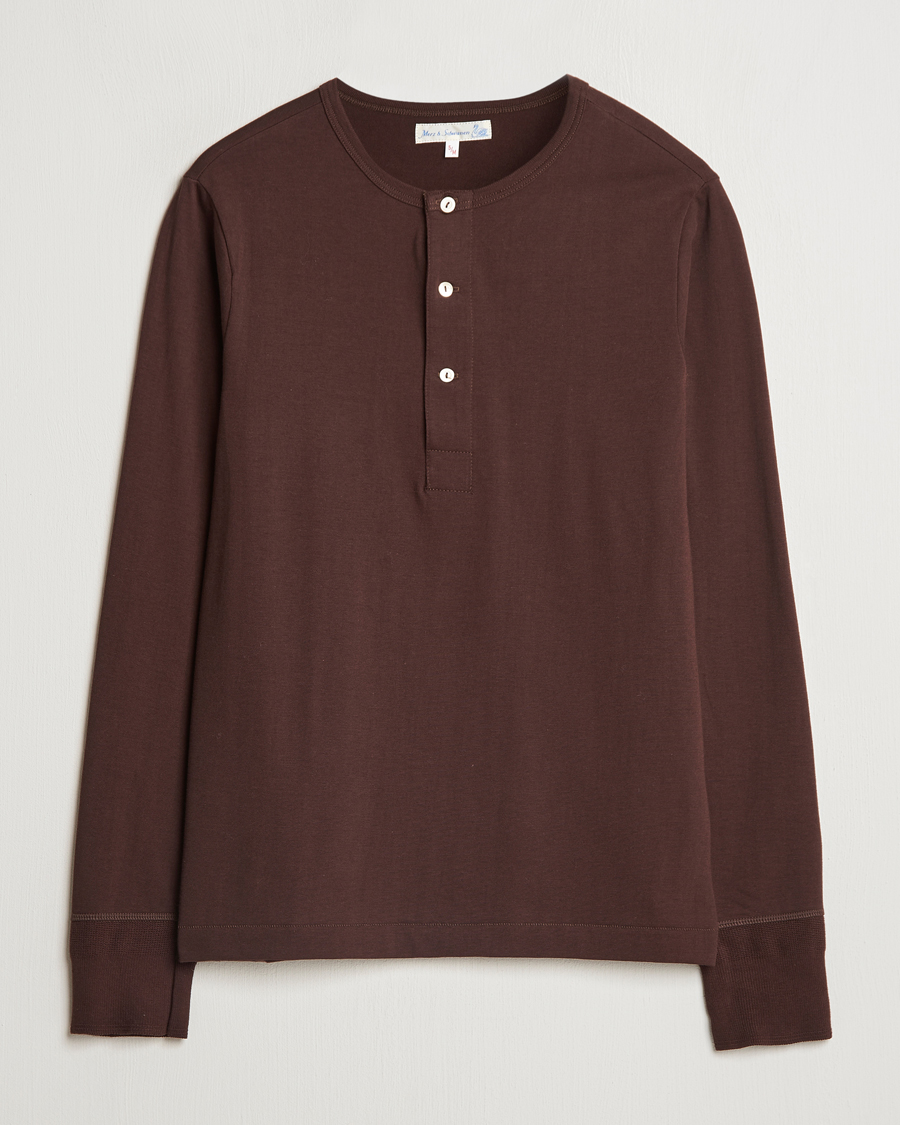 Uomini | Maglieria | Merz b. Schwanen | Classic Organic Cotton Henley Coffee