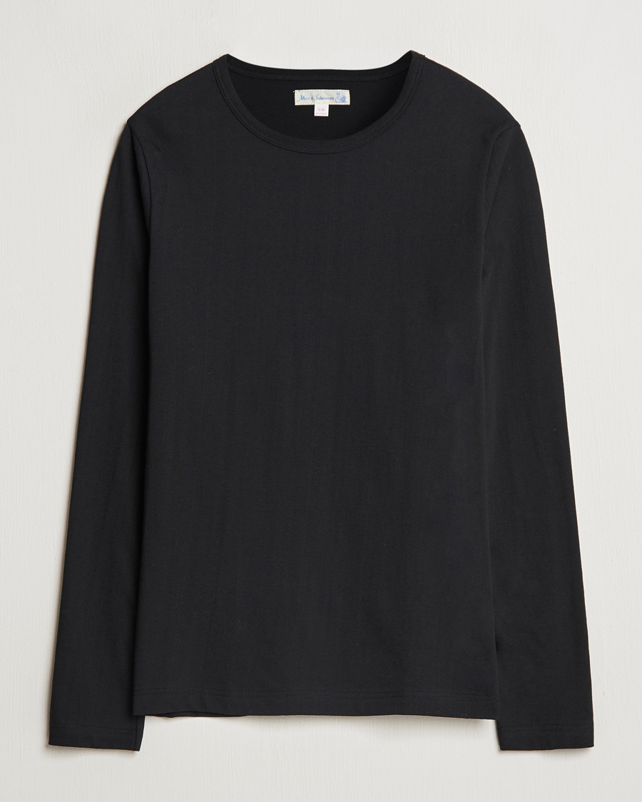 Uomini | T-shirt | Merz b. Schwanen | 1950s Classic Loopwheeled Longsleeve T-Shirt Black