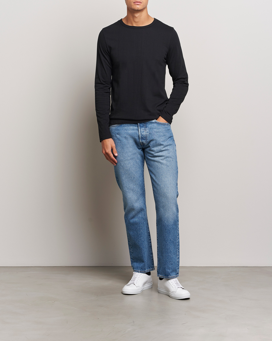 Uomini | T-shirt | Merz b. Schwanen | 1950s Classic Loopwheeled Longsleeve T-Shirt Black