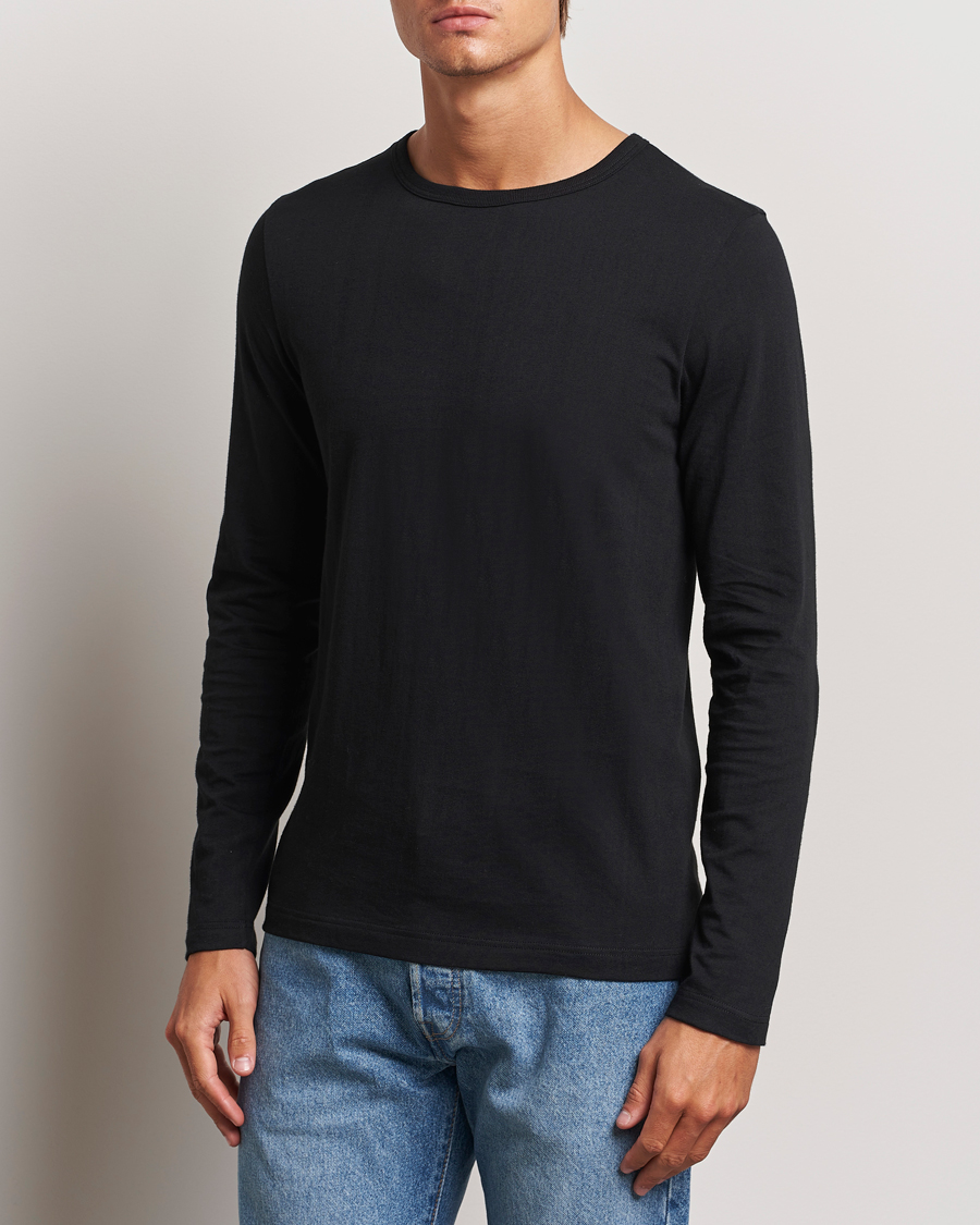 Uomini | T-shirt | Merz b. Schwanen | 1950s Classic Loopwheeled Longsleeve T-Shirt Black