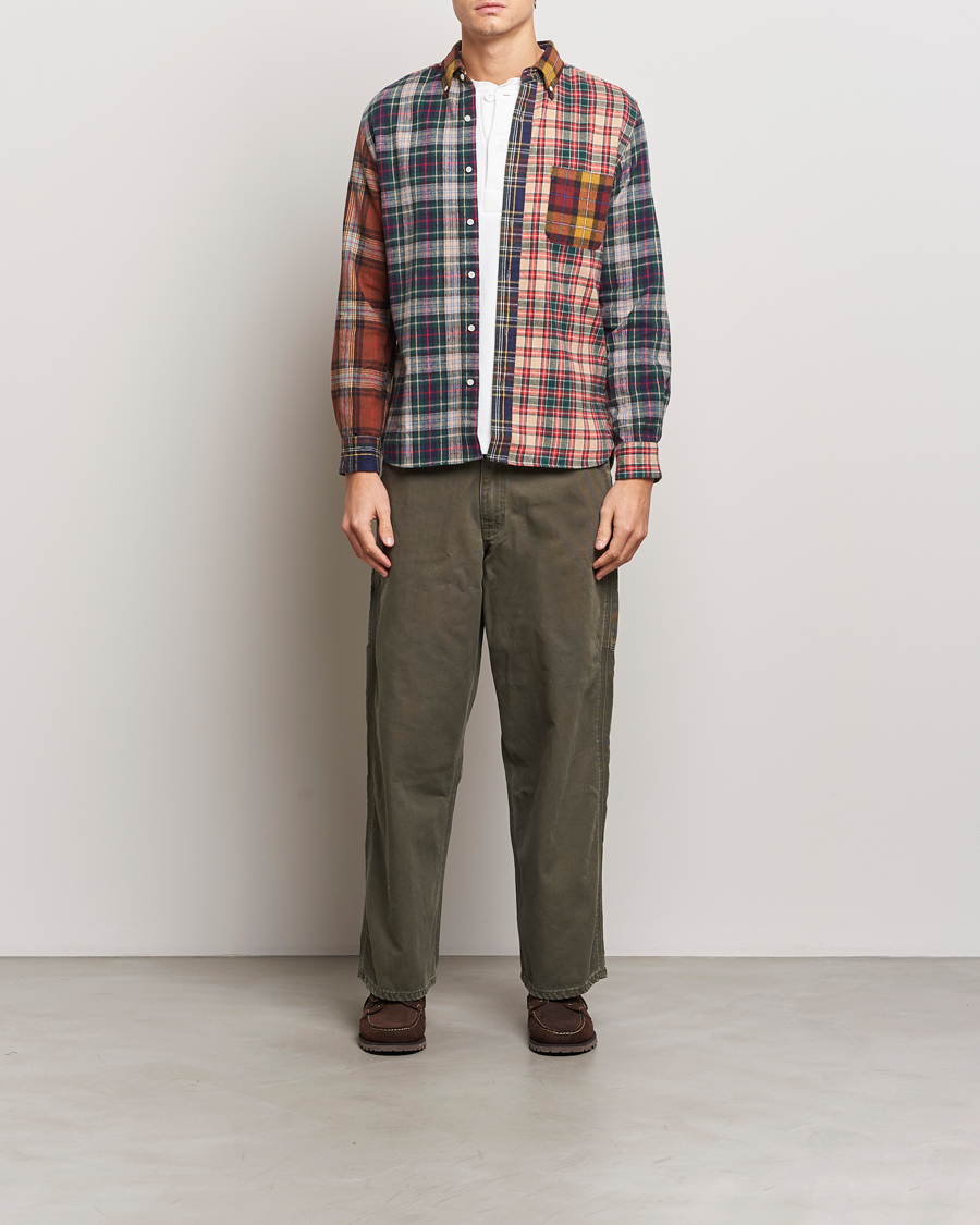 Uomini | Camicie | BEAMS PLUS | Patchwork Flannel Button Down Shirt Mustard Multi