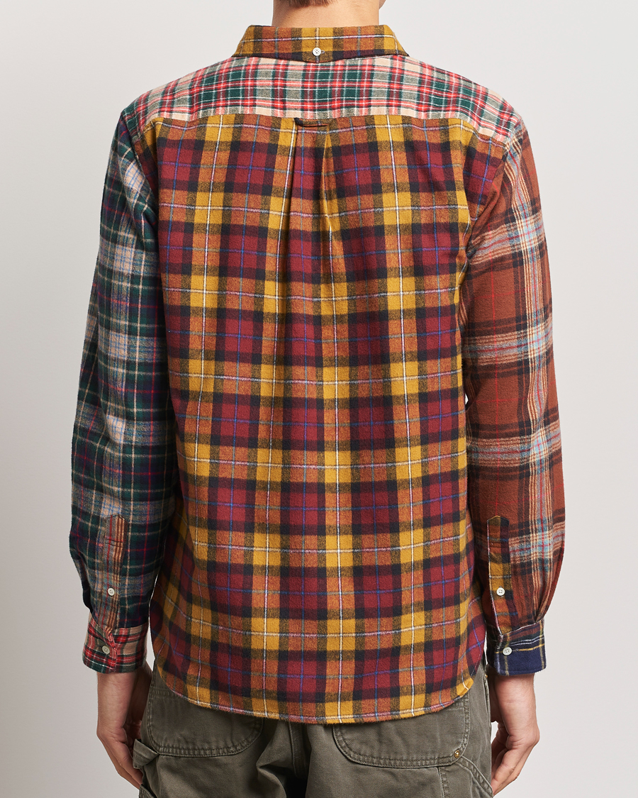 Uomini | Camicie | BEAMS PLUS | Patchwork Flannel Button Down Shirt Mustard Multi