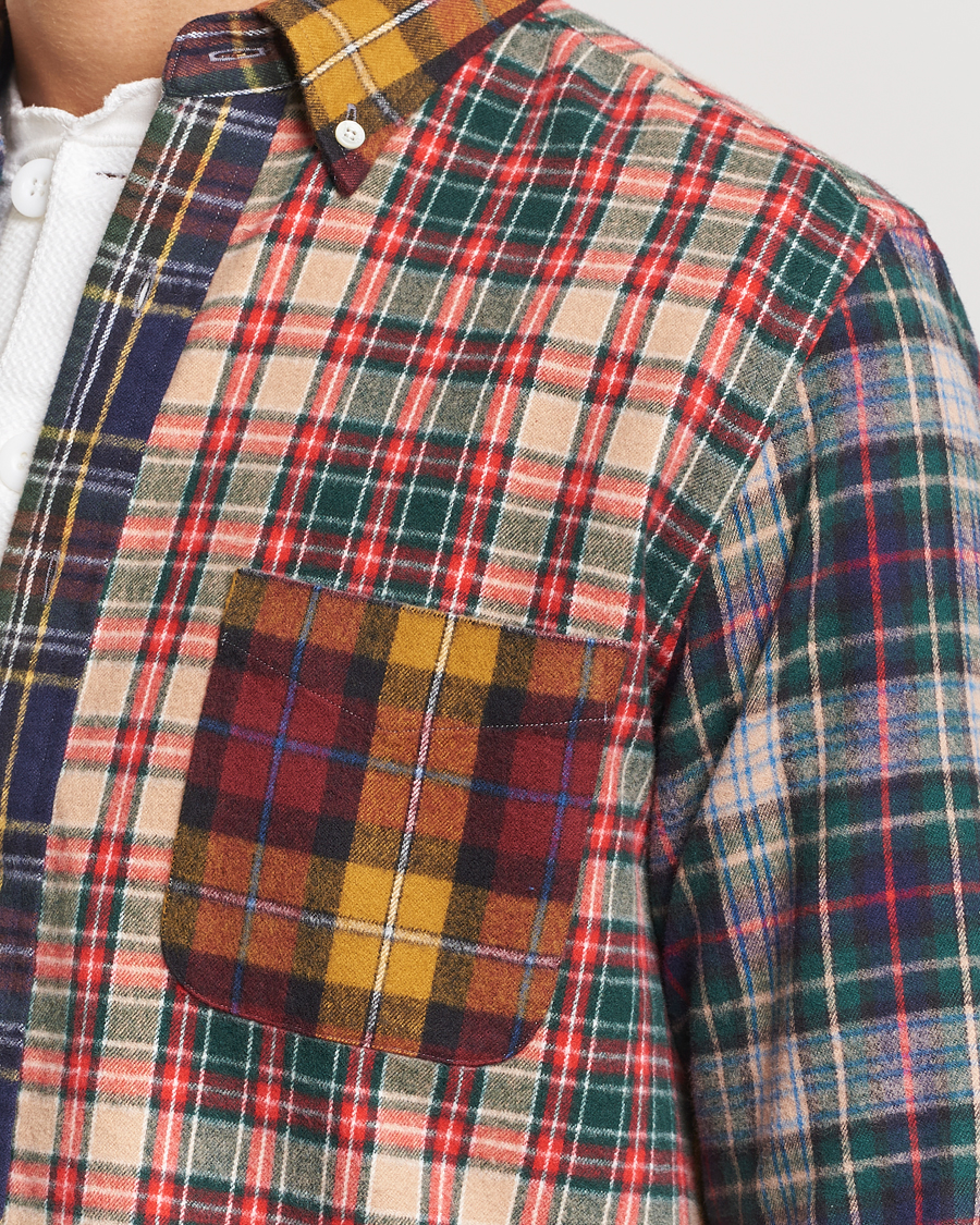 Uomini | Camicie | BEAMS PLUS | Patchwork Flannel Button Down Shirt Mustard Multi