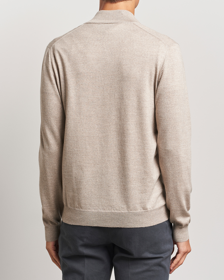 Uomini | Maglieria | Gran Sasso | Merino Fashion Fit Half Zip Light Beige