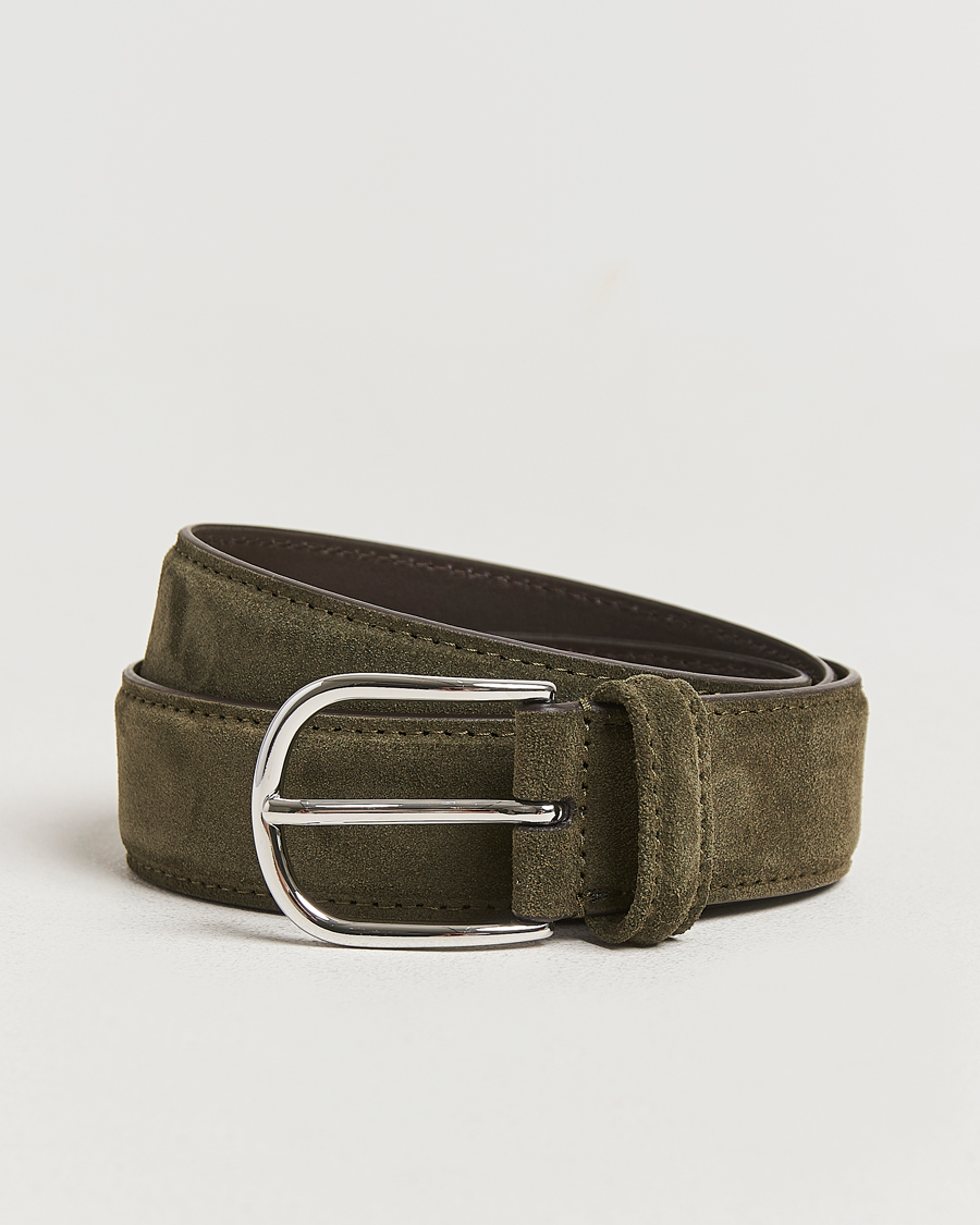 Uomini | Cinture | Anderson's | Suede 3,5 cm Belt Green