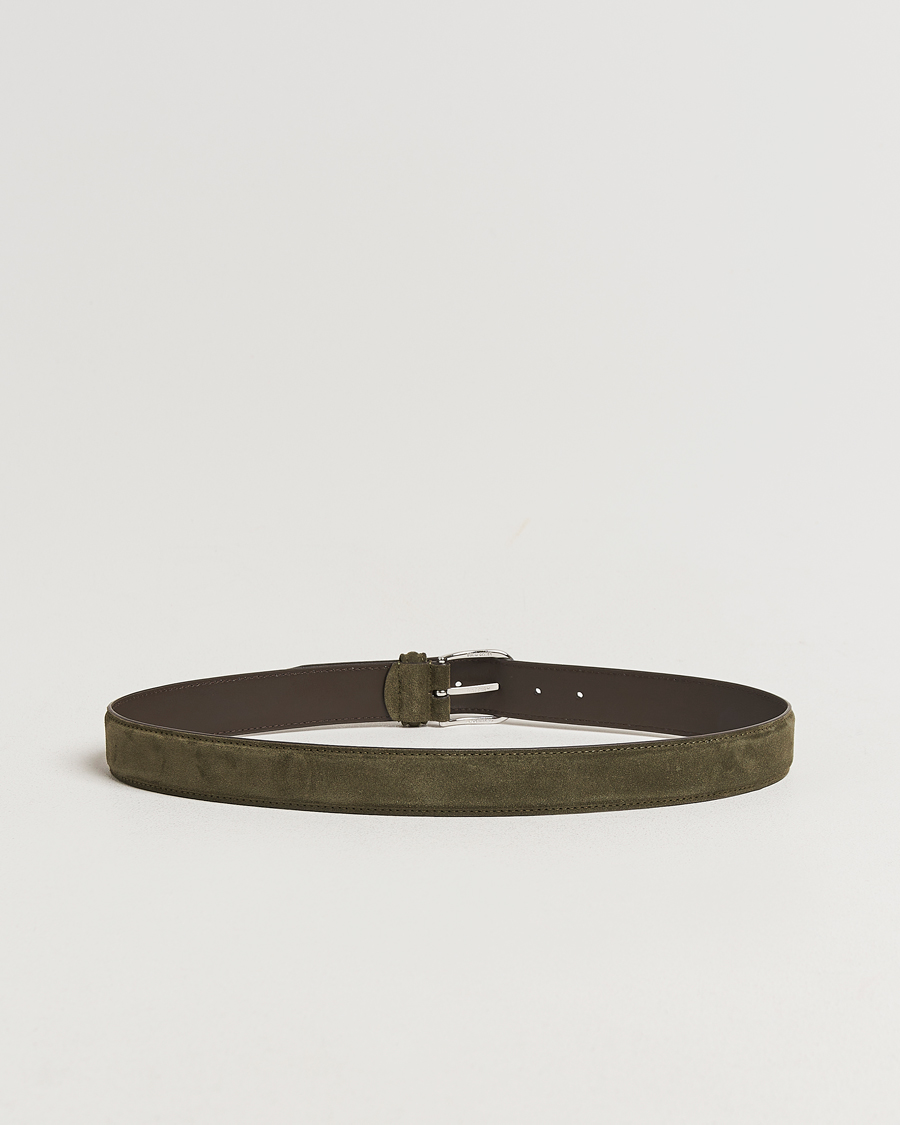 Uomini | Cinture | Anderson's | Suede 3,5 cm Belt Green