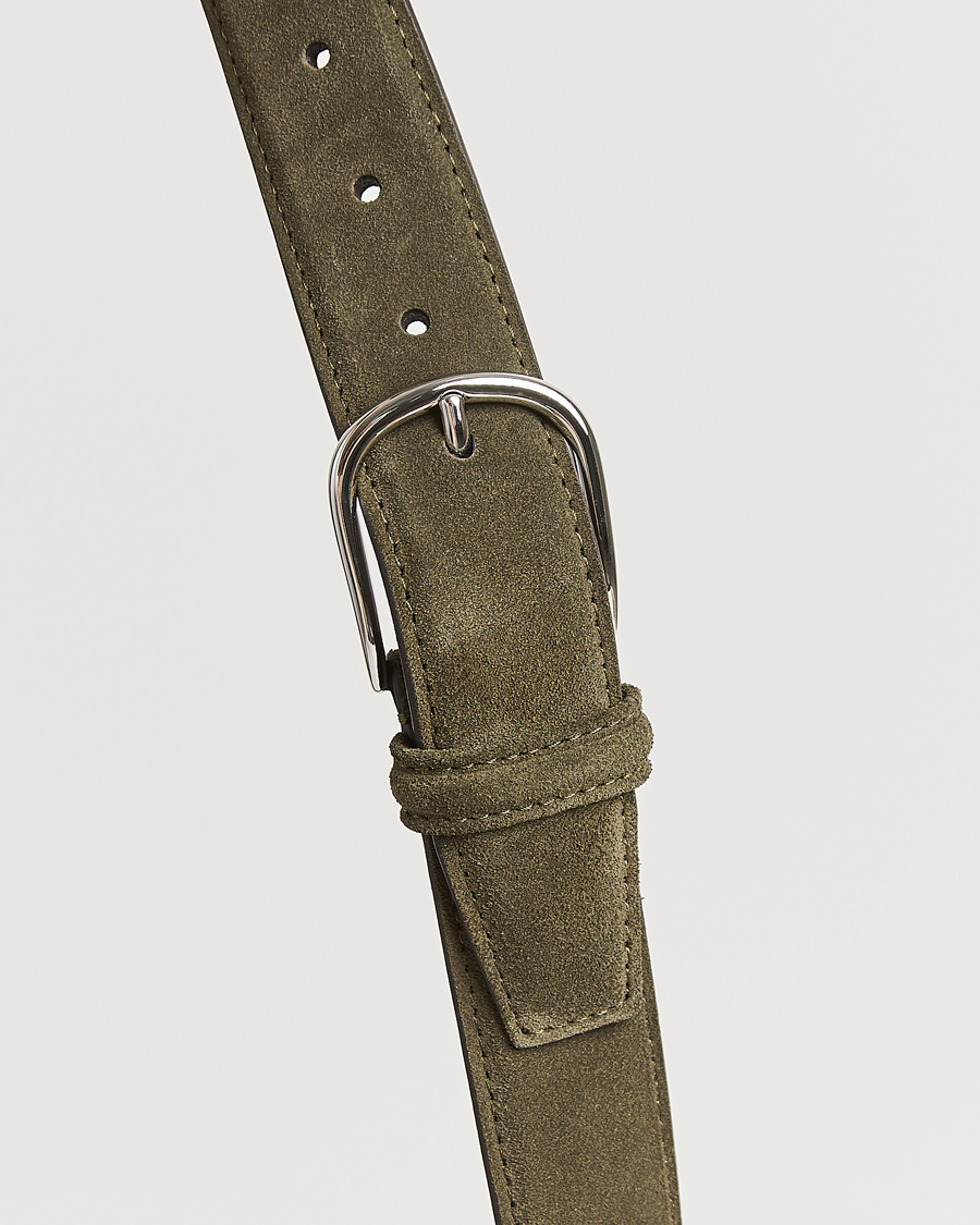 Uomini | Cinture | Anderson's | Suede 3,5 cm Belt Green