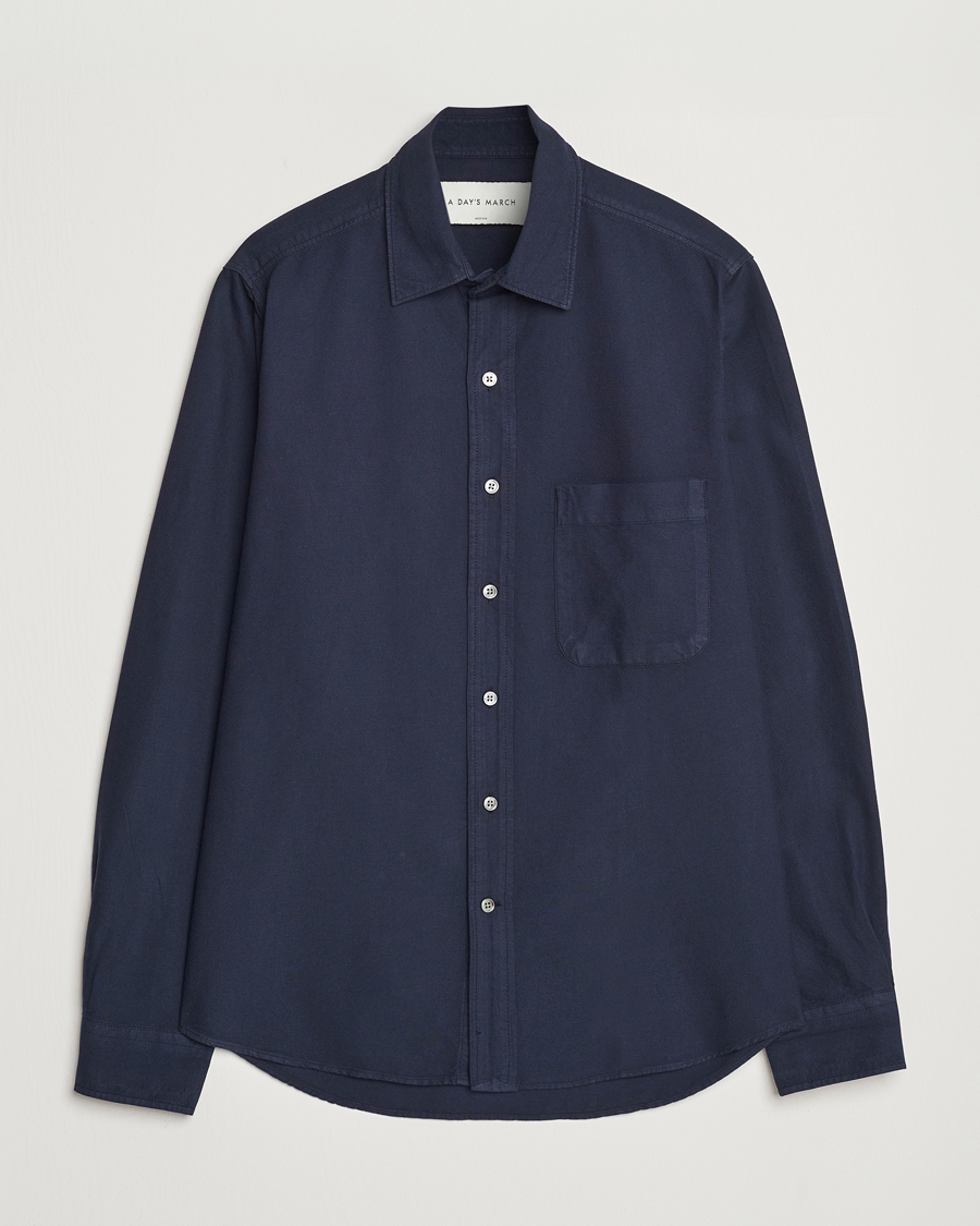 Uomini | Camicie | A Day's March | Mason Dyed Oxford Shirt Navy