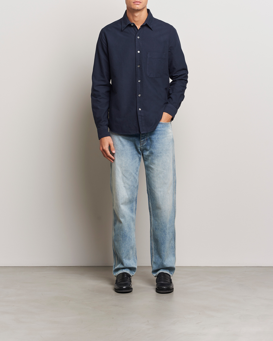 Uomini | Camicie | A Day's March | Mason Dyed Oxford Shirt Navy