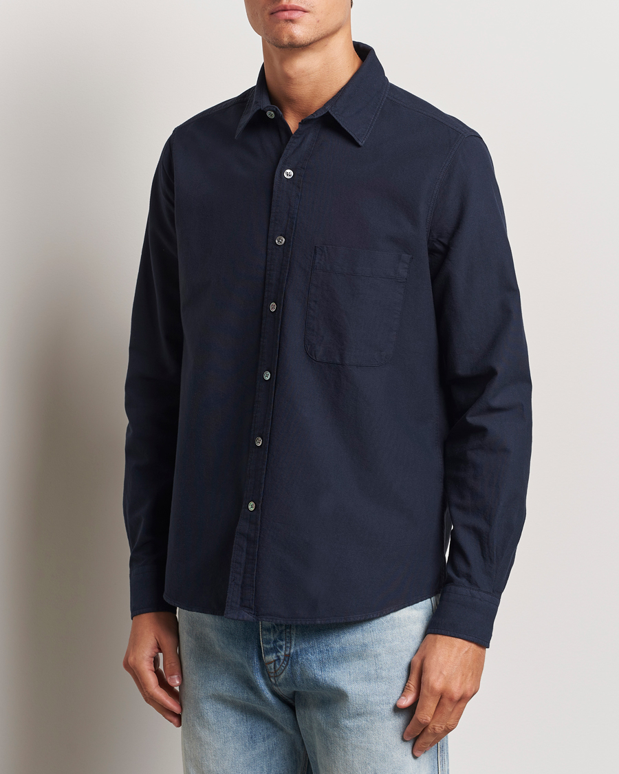 Uomini | Camicie | A Day's March | Mason Dyed Oxford Shirt Navy