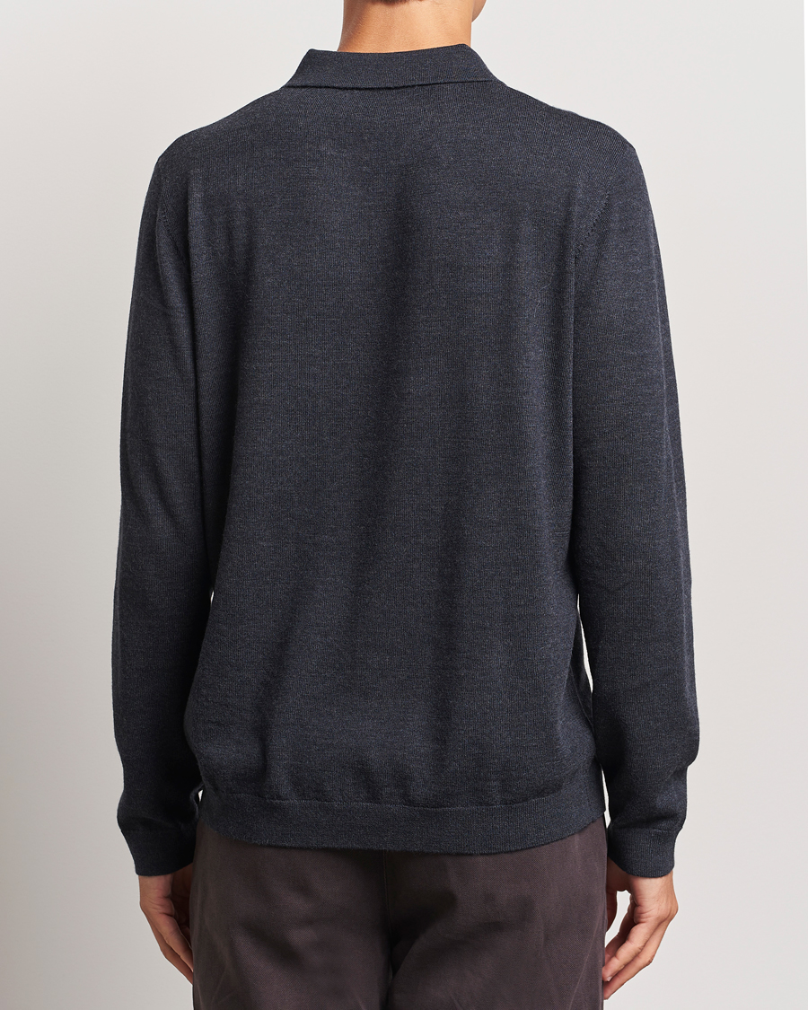 Uomini | Maglieria | A Day's March | Thompson Merino Half-Zip Polo Anthracite