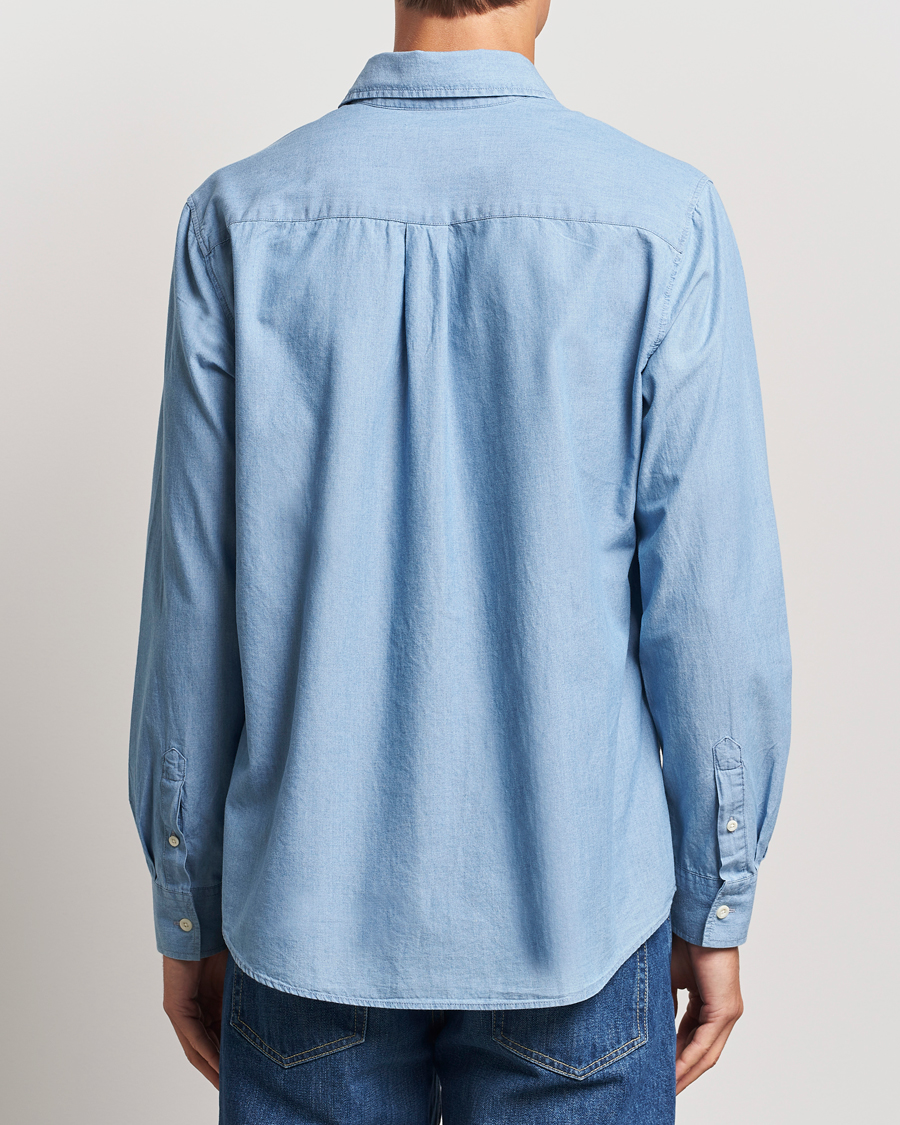 Uomini | Camicie | A Day's March | Will Chambray Shirt Light Blue