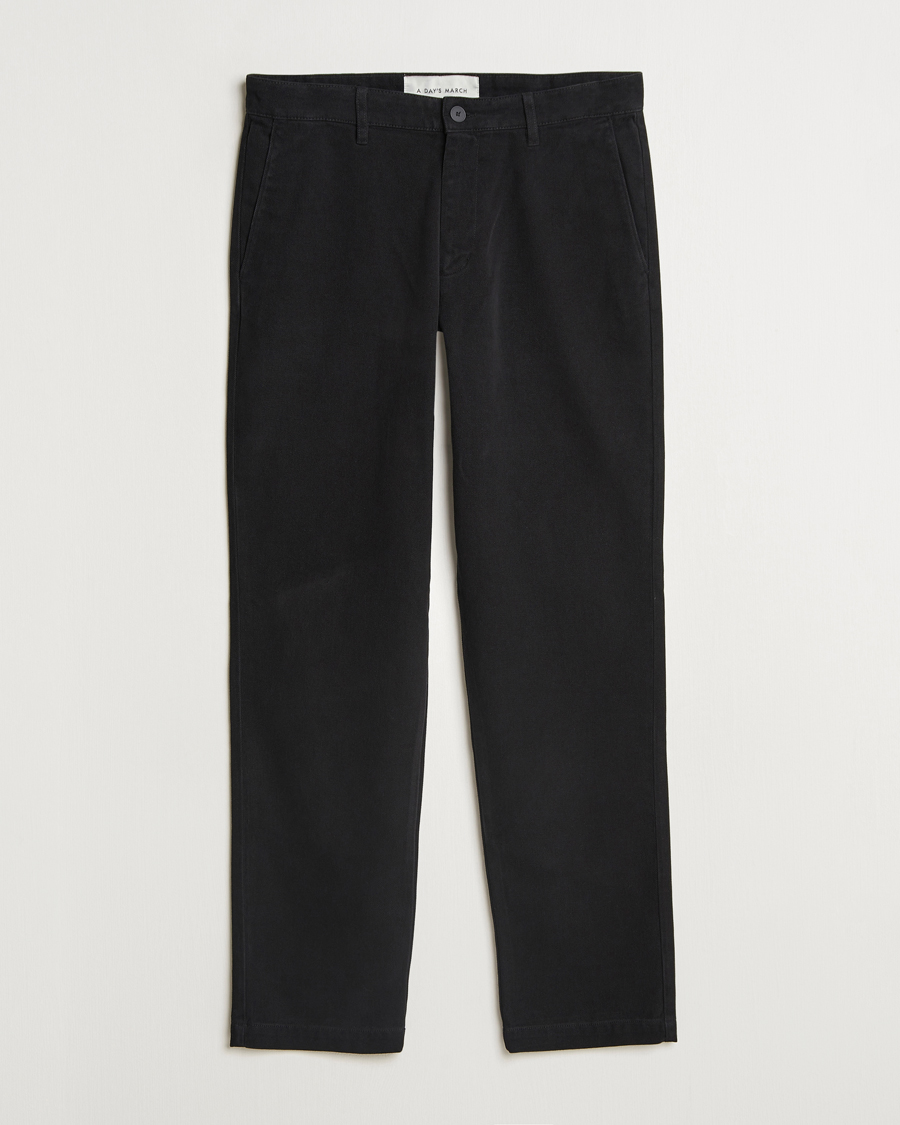 Uomini | Pantaloni | A Day's March | Miller Cotton/Lyocell Trousers Black