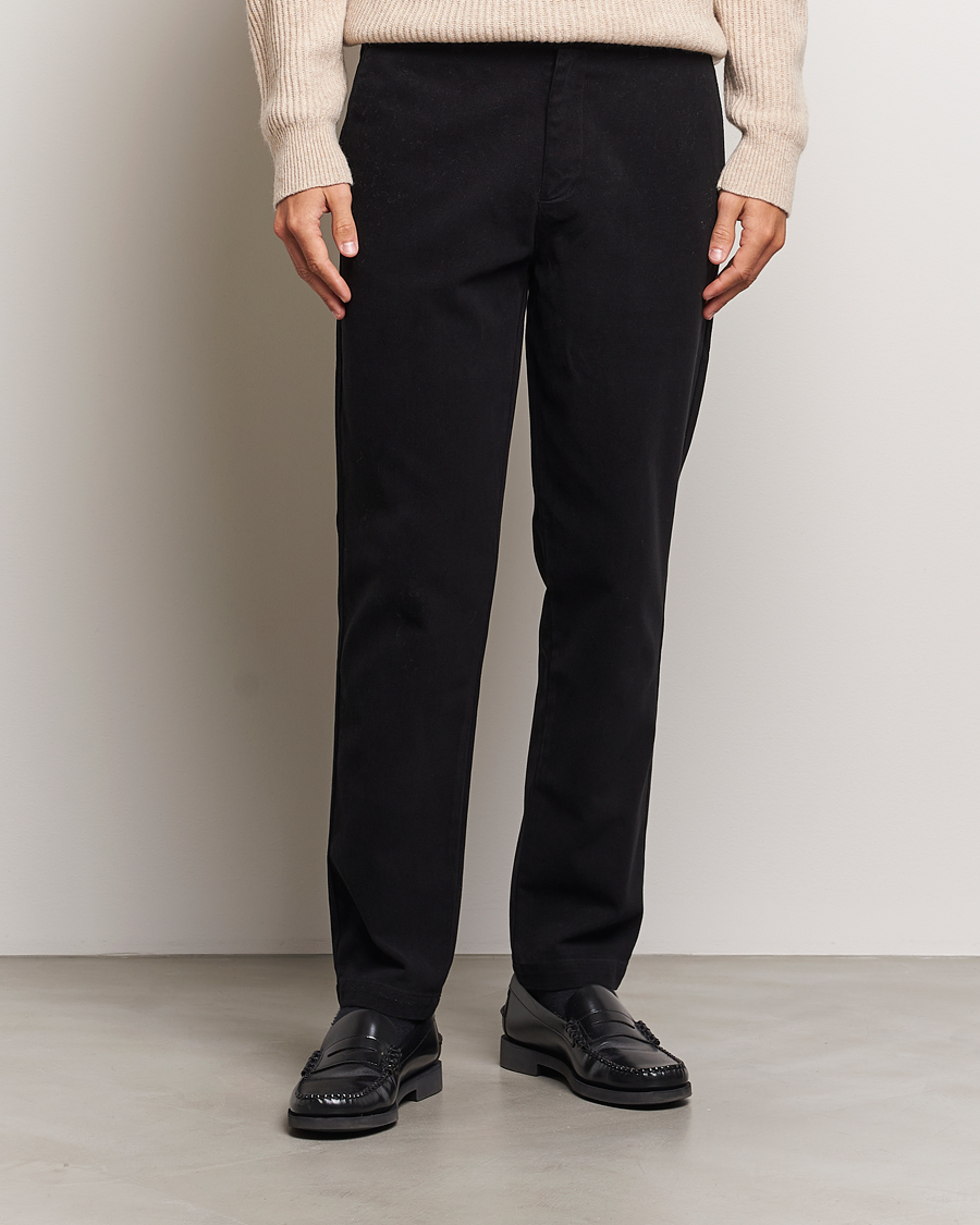 Uomini | Pantaloni | A Day's March | Miller Cotton/Lyocell Trousers Black