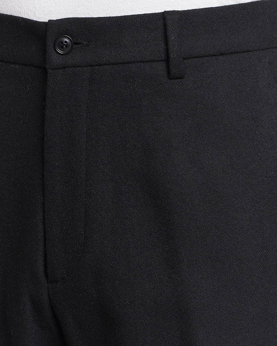 Uomini | Pantaloni | A Day's March | Gairloch Relaxed Wool Trousers Black
