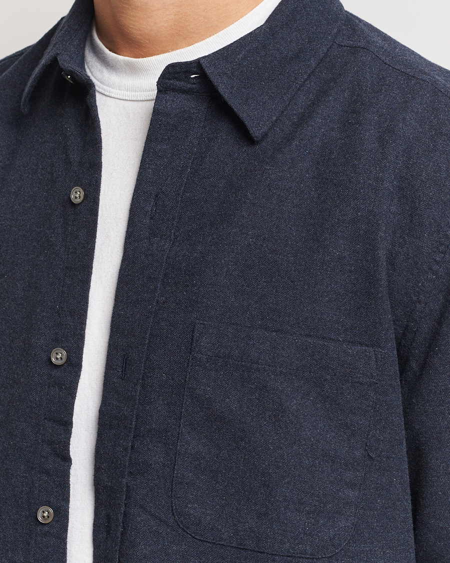 Uomini | Camicie | A Day's March | Newark Flannel Shirt Navy