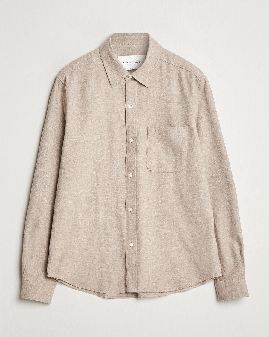 Uomini | Camicie | A Day's March | Newark Flannel Shirt Sand Melange