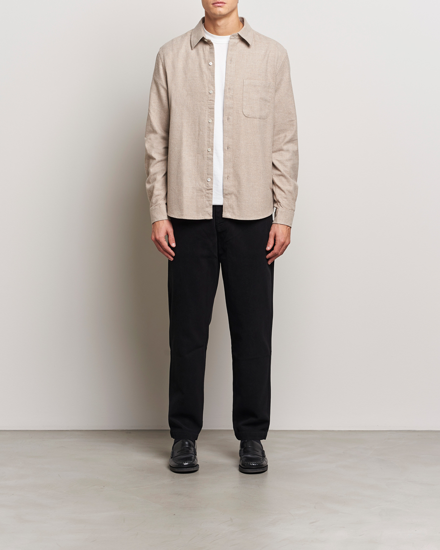 Uomini | Camicie | A Day's March | Newark Flannel Shirt Sand Melange