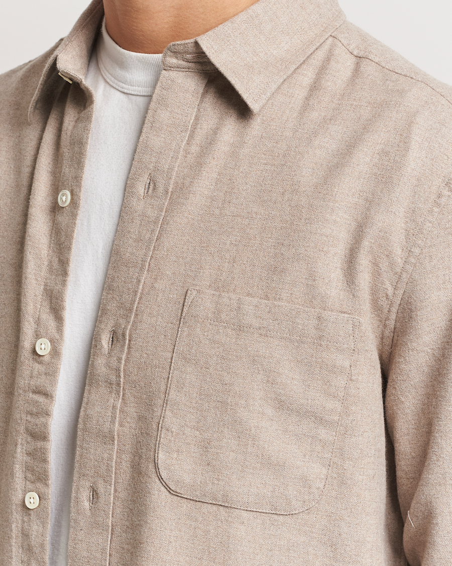 Uomini | Camicie | A Day's March | Newark Flannel Shirt Sand Melange