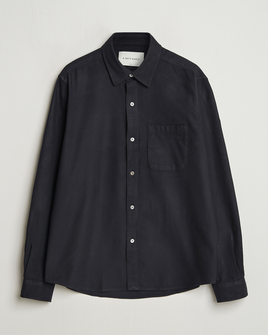 Uomini | Camicie | A Day's March | Newark Flannel Shirt Black