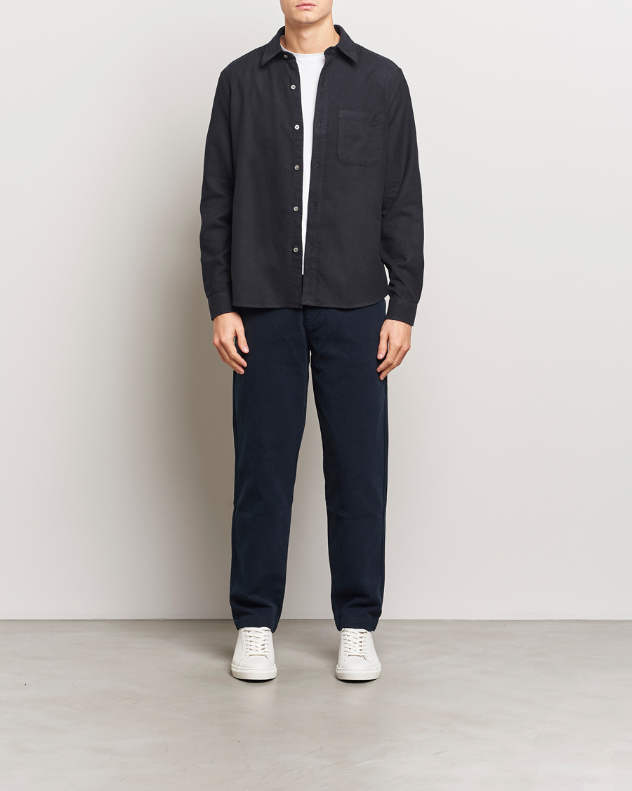 Uomini | Camicie | A Day's March | Newark Flannel Shirt Black