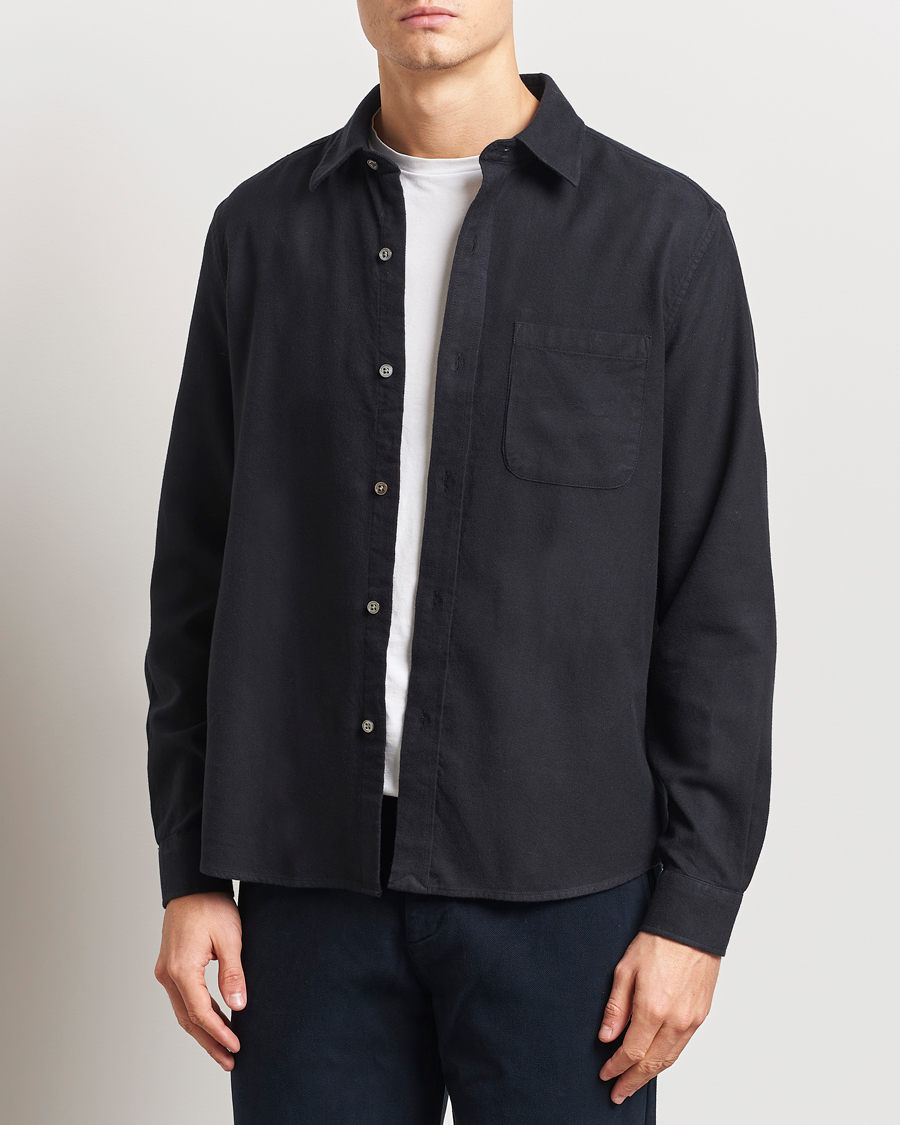 Uomini | Camicie | A Day's March | Newark Flannel Shirt Black