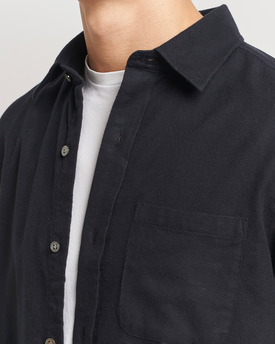 Uomini | Camicie | A Day's March | Newark Flannel Shirt Black