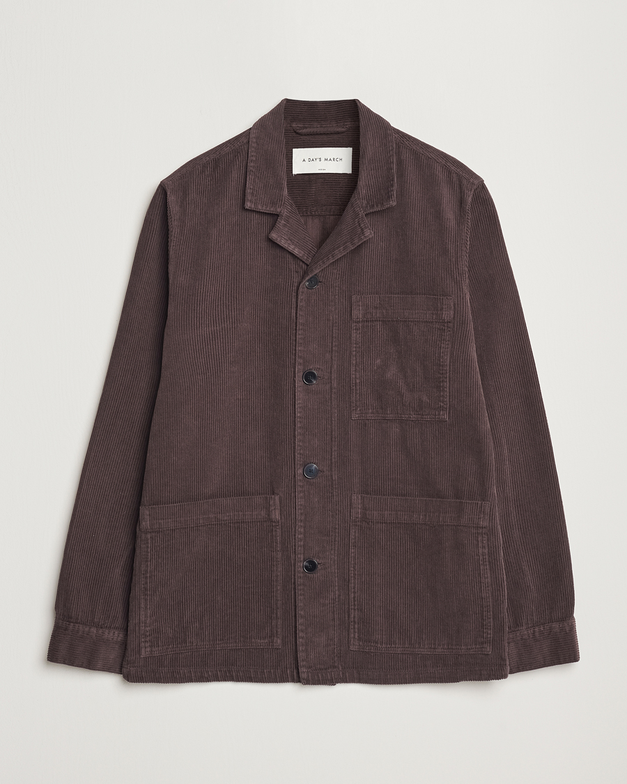 Uomini | Camicie | A Day's March | Banagher Corduroy Overshirt Chocolate