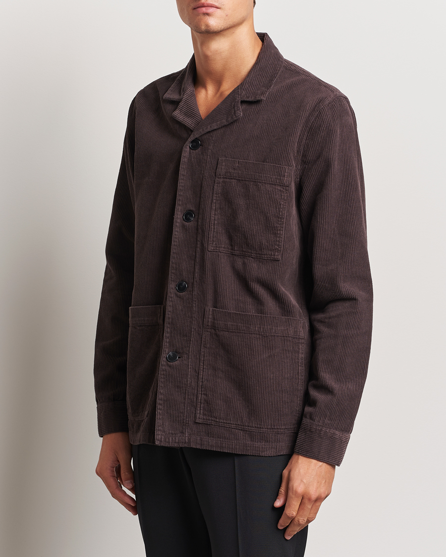 Uomini | Camicie | A Day's March | Banagher Corduroy Overshirt Chocolate